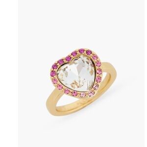 Kurt Geiger London Crystal Heart Halo Cocktail Ring 7 New